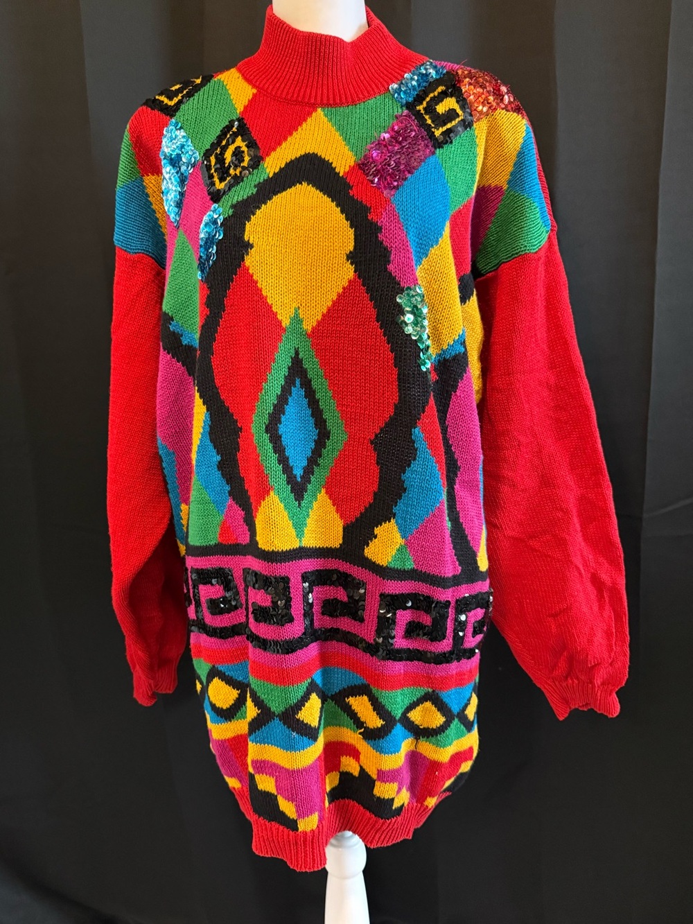 1992 Multicolor Geometric Sweater